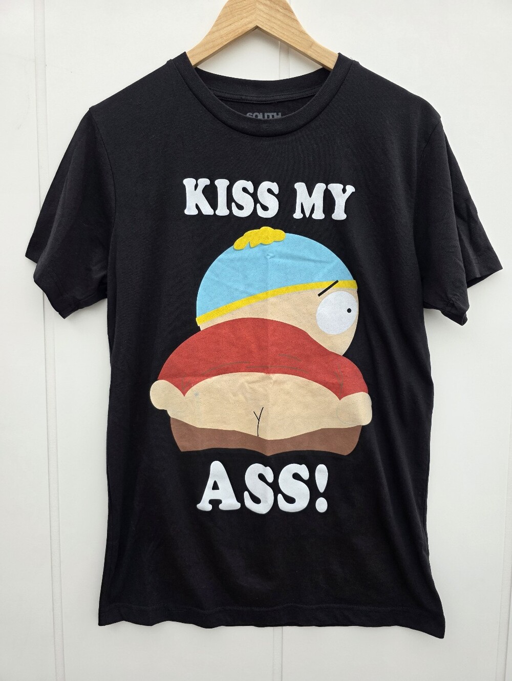 South Park Cartman Cartoon Kiss My Ass Black Funny T Shirt Medium